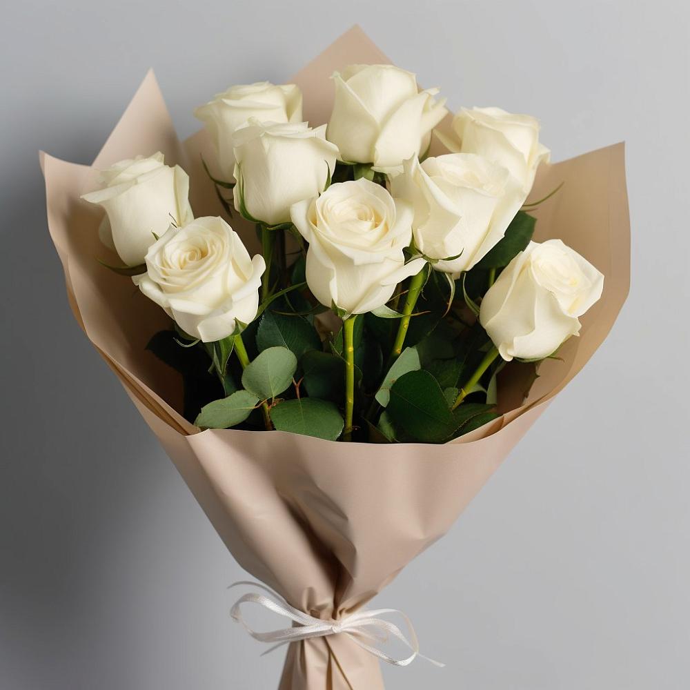 Букет 9 Белых роз Эдлесс Лав в Шатки