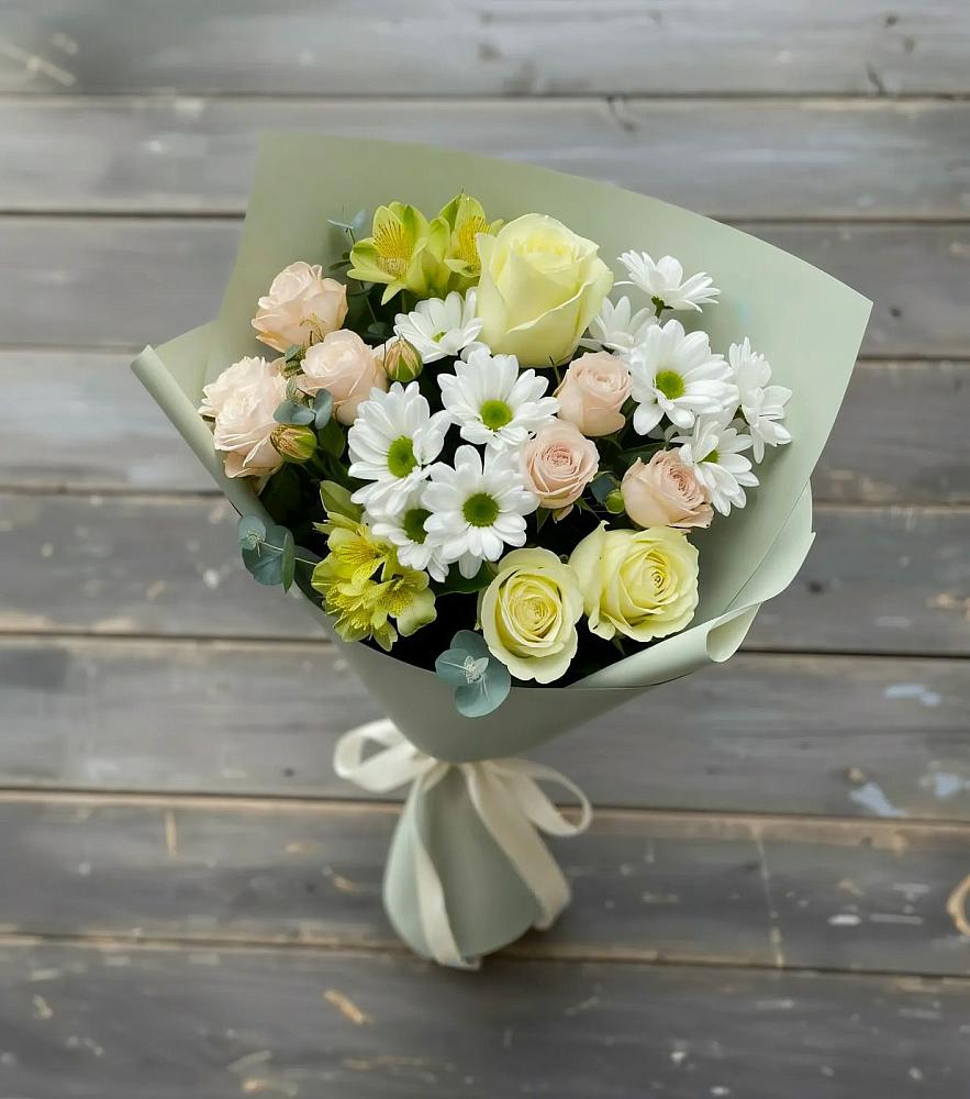 Букет цветов из: Альстромерии, Розы и Хризантемы в Шатки