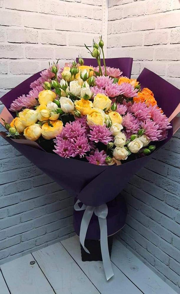 Букет цветов из: Хризантемы и Розы в Шатки
