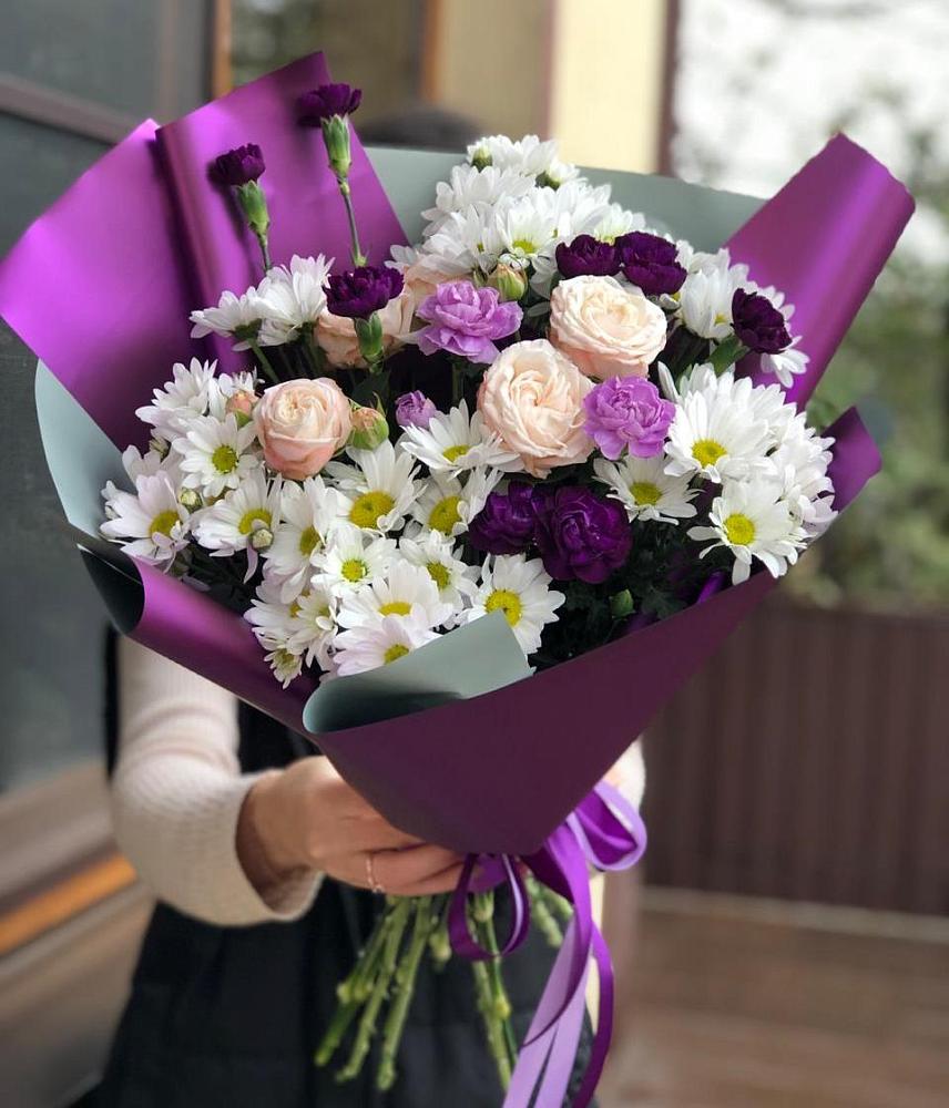 Букет цветов из: Хризантемы, Гвоздики и Розы в Шатки