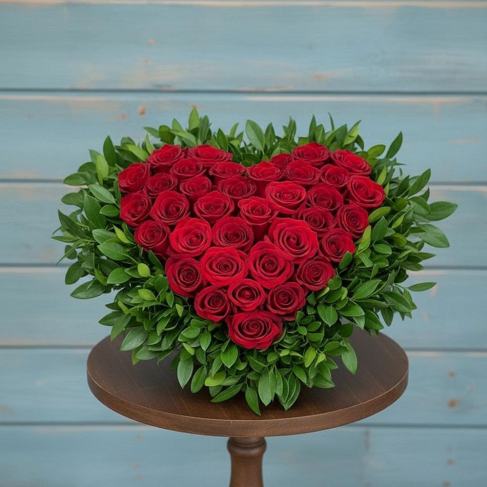 Цветочная композиция из Розы в виде сердца в Шатки