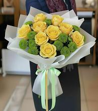 Букет цветов из:  Хризантемы и Розы в Шатки