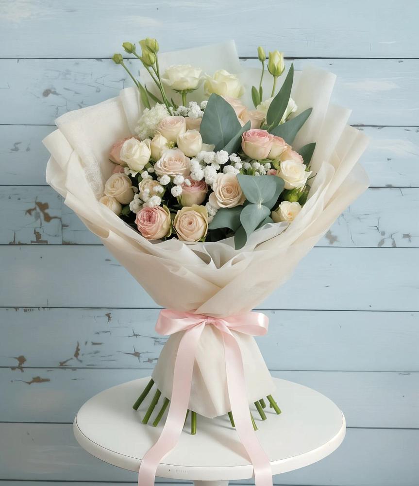 Букет цветов из: Розы и Лизиантусы в Шатки