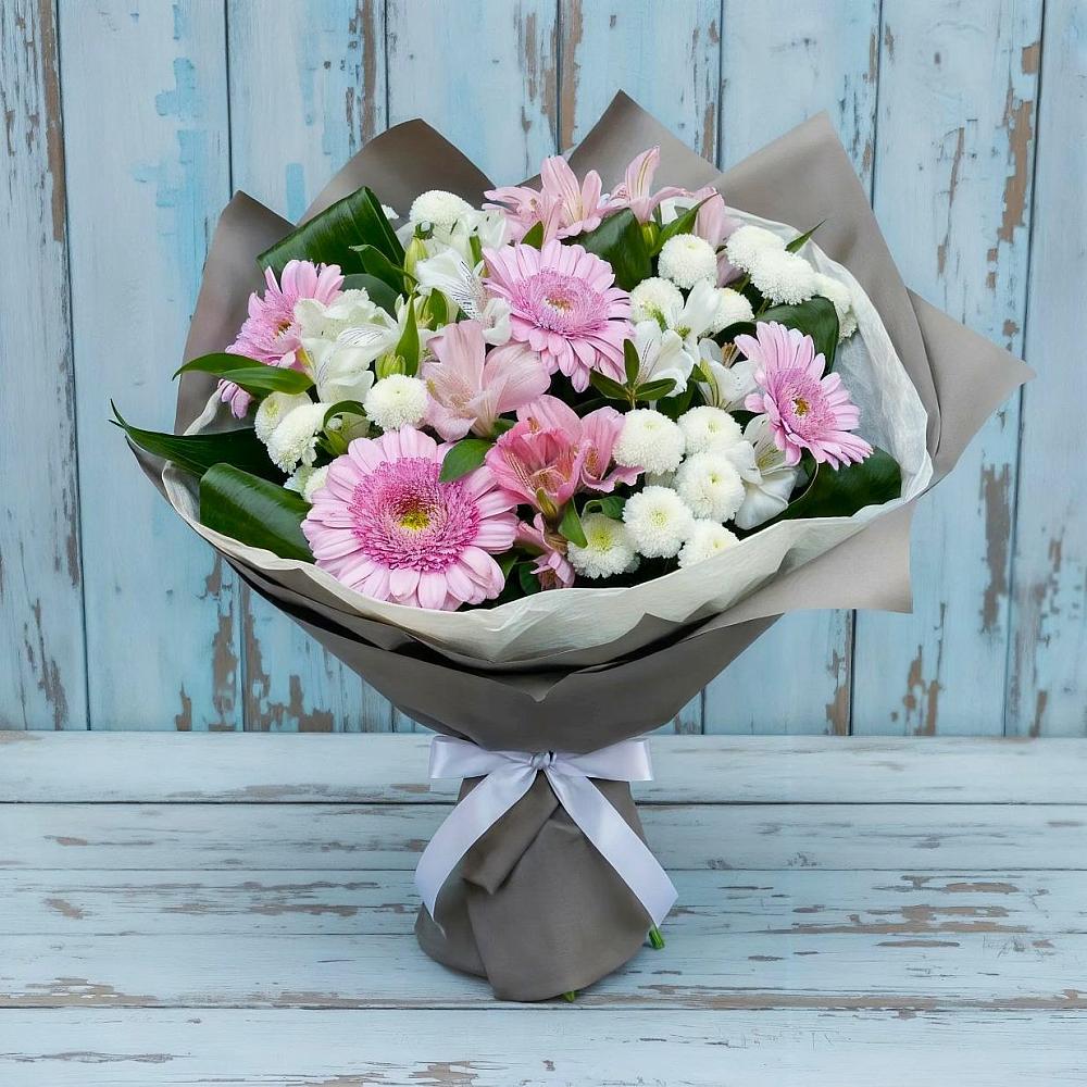 Букет цветов из: Герберы, Альстромерии и Хризантемы в Шатки