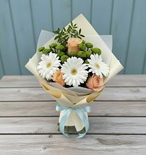 Букет цветов из:  Герберы, Розы и Хризантемы в Шатки