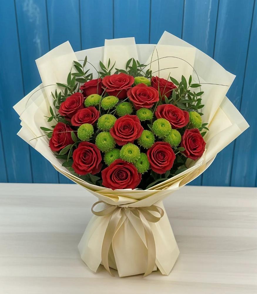 Букет цветов из: Розы и Хризантемы в Шатки