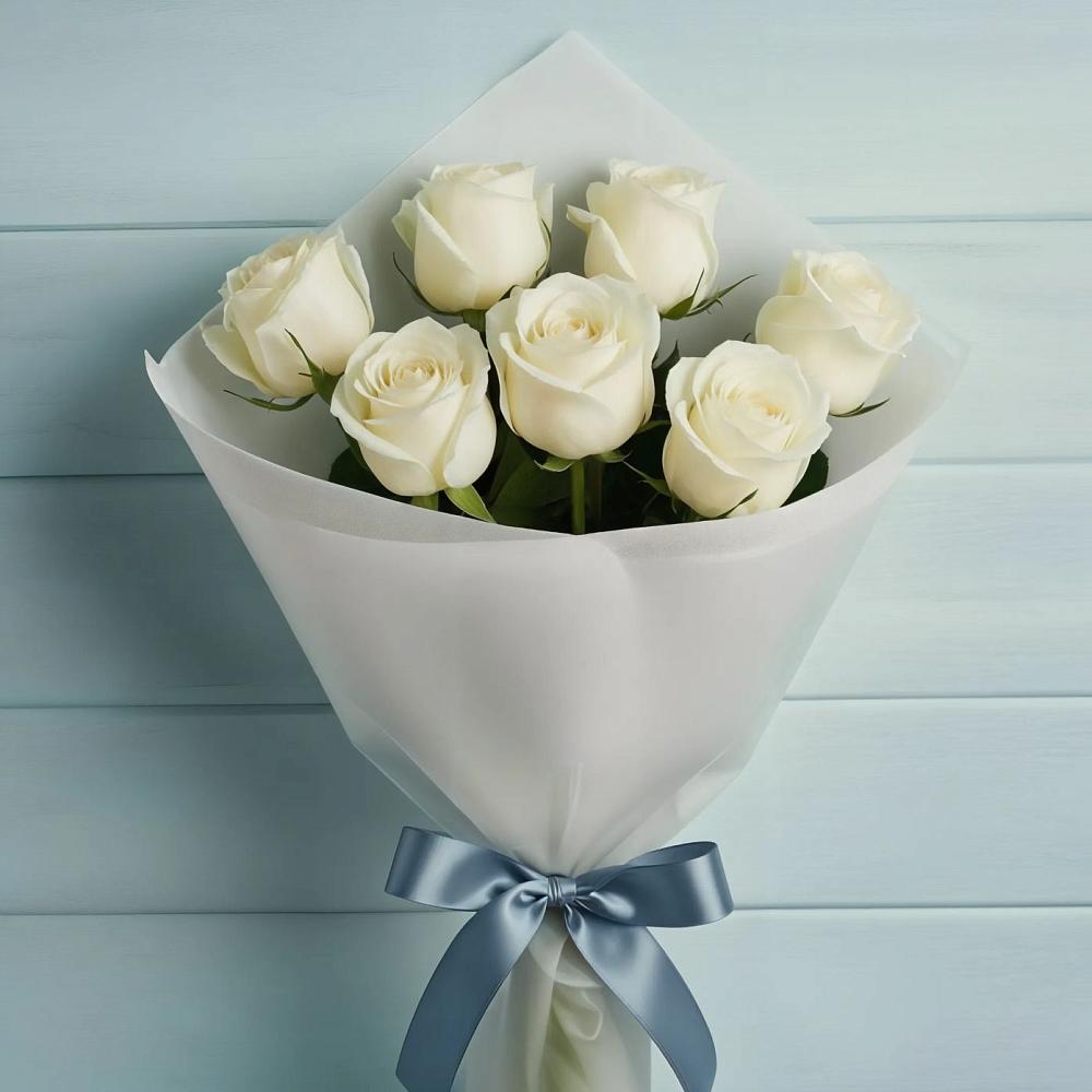 Букет 7 Белых роз Эдлесс Лав в Шатки