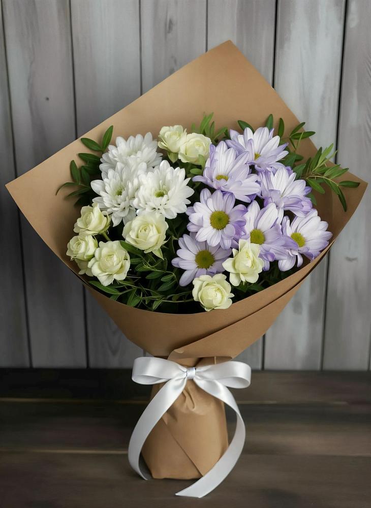 Букет цветов из: Хризантемы и Розы в Шатки