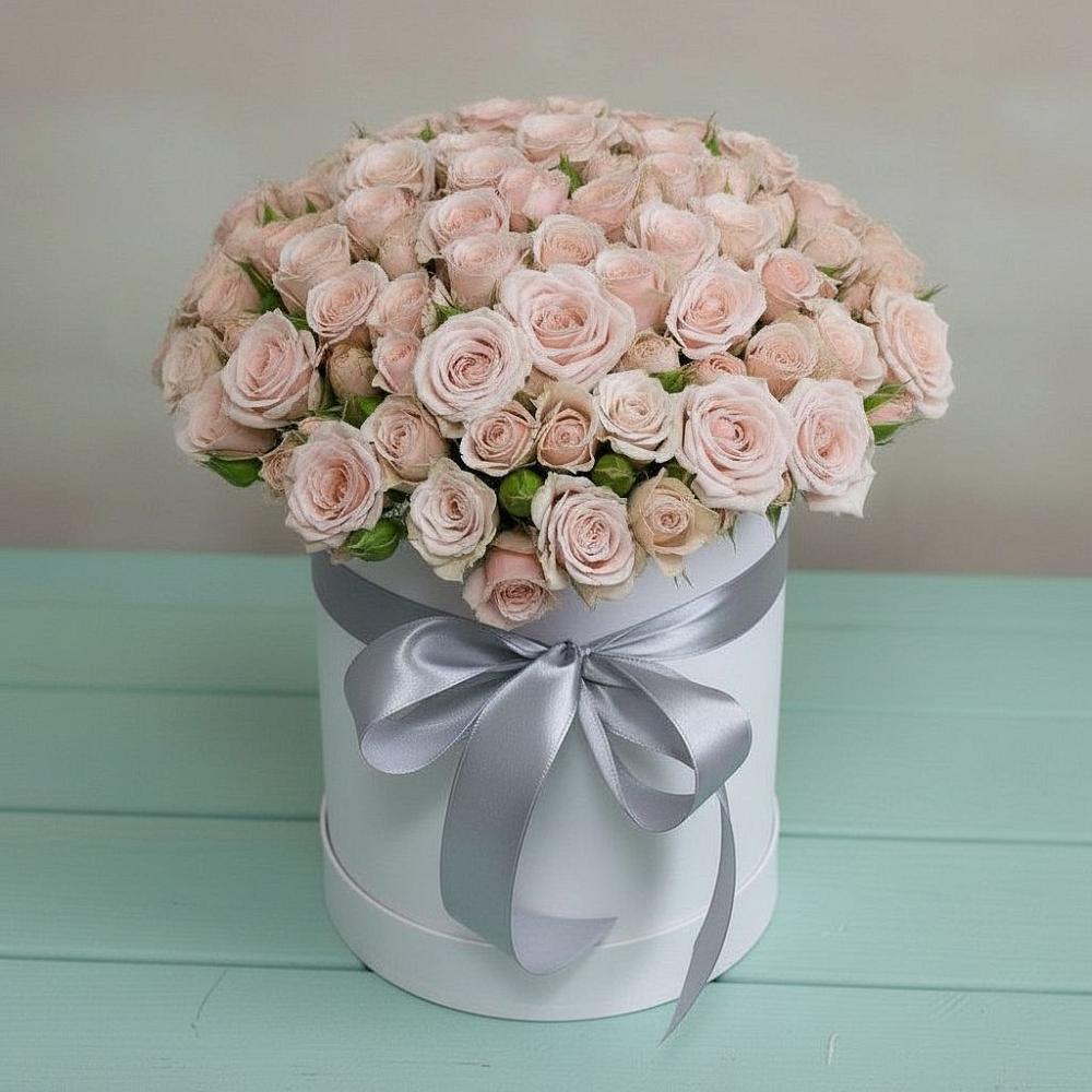 Цветочная композиция из Розы в шляпной коробке в Шатки