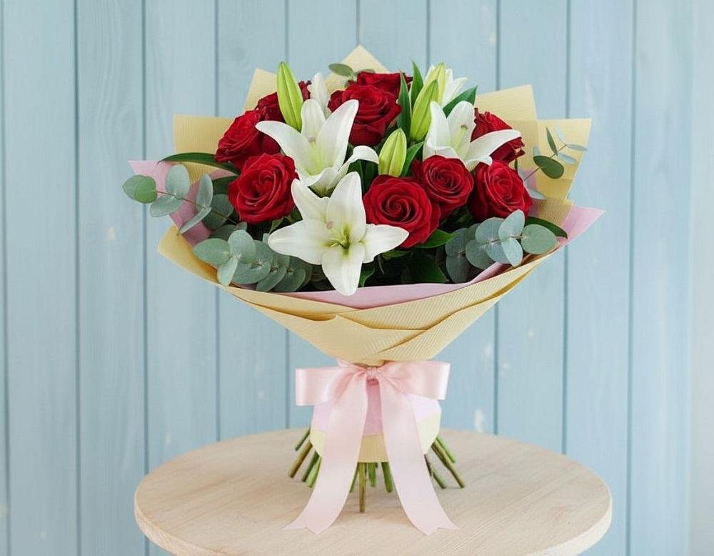 Букет цветов из: Лилии и Розы в Шатки